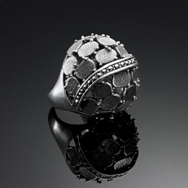 Yüzük antika katı gümüş tabak ve Markazit