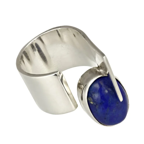 Silver ring with lapiz lazuli Stock Photo