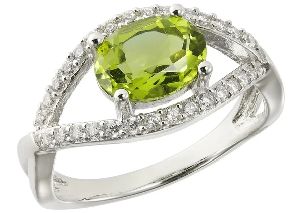 Stříbrný diamantový prsten — Stock fotografie