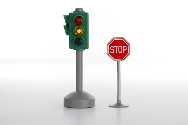 Ampel und Stoppschild — Stockfoto