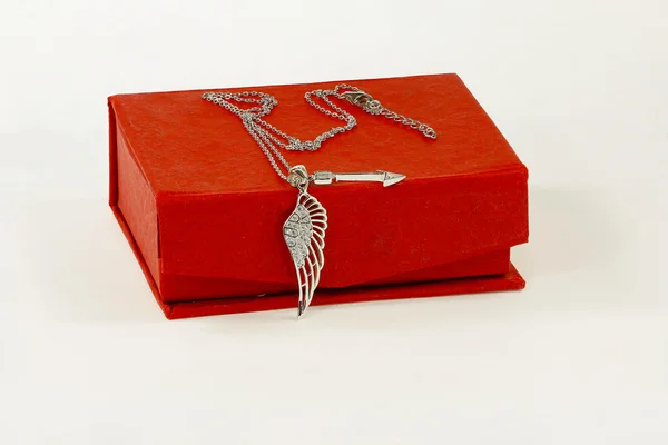 Silver Halsband och smycken box — Stockfoto