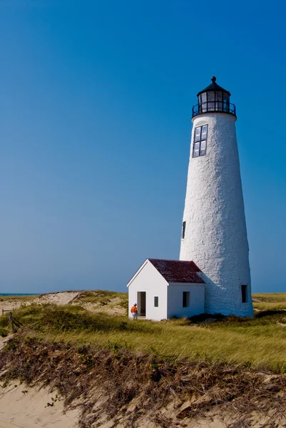 Великий точки маяк на острові Нантакет, штат Массачусетс — стокове фото
