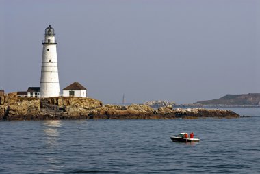 Fishing Near Boston Harbor Light Oldest Beacon in America clipart