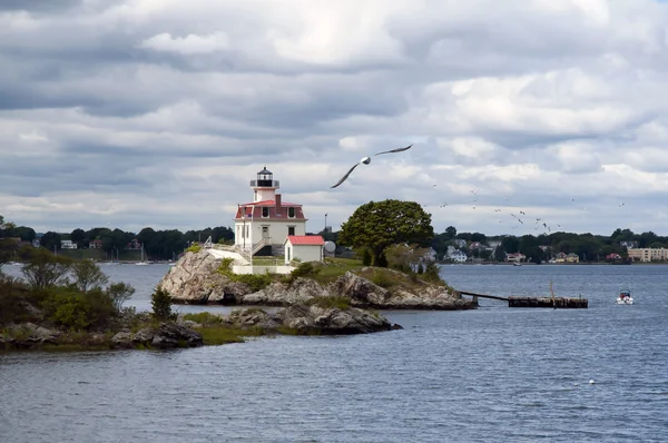 Sun Illuminating Lighthouse After Stormy Weather — Stock Photo, Image