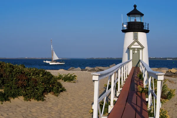 Brant Point Lighthouse Guides Mariners on Nantucket Island — Stok fotoğraf