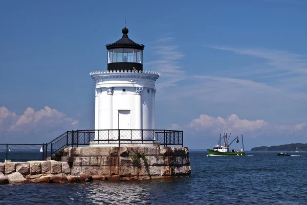 Portland Breakwater Light Guides Pescadores Casa — Fotografia de Stock