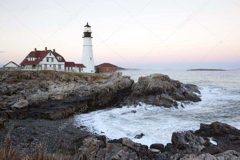 Sun Sets By Portland Head Light Oldest Beacon in Maine