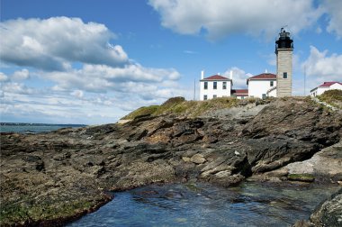 Historic Beavertail Lighthouse Constructed on Unique Rocky Shore