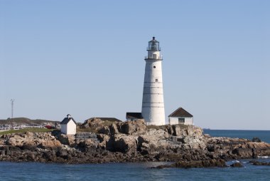Historic Boston Harbor Lighthouse on a Summer Day clipart
