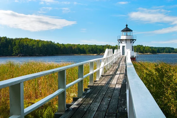 Wooden Walkway Doubling Point Lighthouse in Maine — Φωτογραφία Αρχείου