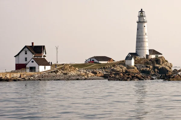 Soumrak v historické Boston Harbor Lighthouse — Stock fotografie