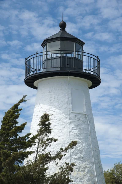 Torre do farol de pedra branca em Massachusetts — Fotografia de Stock