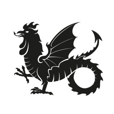 Black vector Basilisk mythological creature or cockatrice, on the white background.