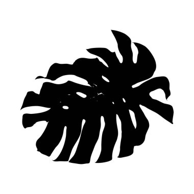 Tropikal orman canavarı yaprak silueti basit siyah vektör