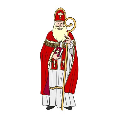 Noel karakter Sinterklaas Saint Nicolas illüstrasyon karikatür tarzı