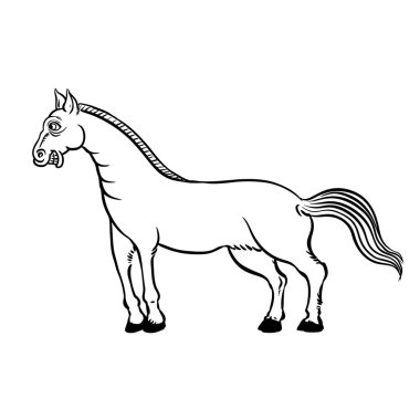 Tayland tarzı çizim atı, vektör illüstrasyonu