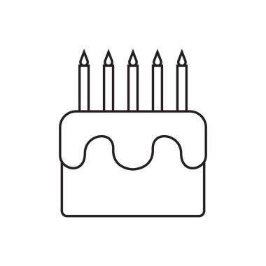 Pasta doğum günü ikonu mutlu yıldönümü pasta vektör sembolü siyah doldurulmuş ve özet stil