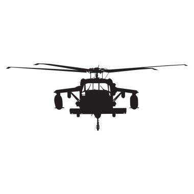 Askeri helikopterin ön siluetinin vektör görüntüsü