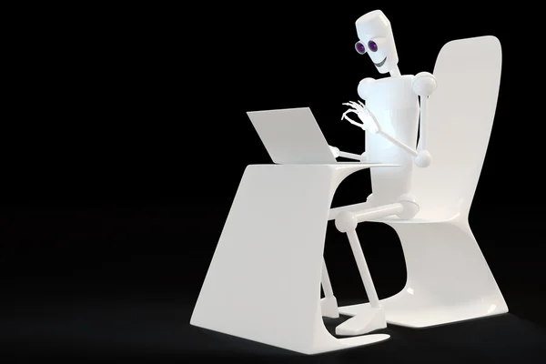 Ρομπότ πληκτρολογώντας στον υπολογιστή — Φωτογραφία Αρχείου