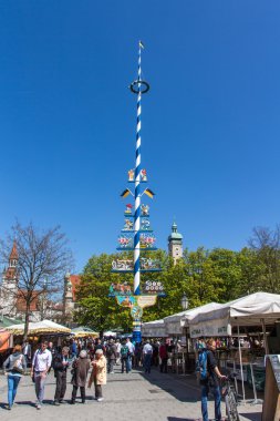 Münih, Bavyera, Almanya, 2015 Viktualienmarkt