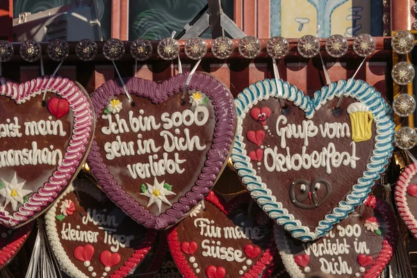 Gingerbread hearts at Theresienwiese in Munich, Germany, 2015