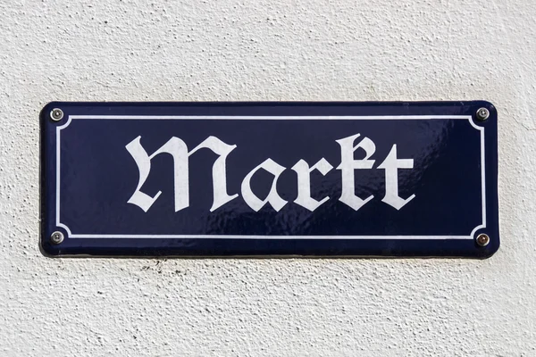 Straatnaambord van de markt van Crimmitsch, Duitsland, 2015 — Stockfoto