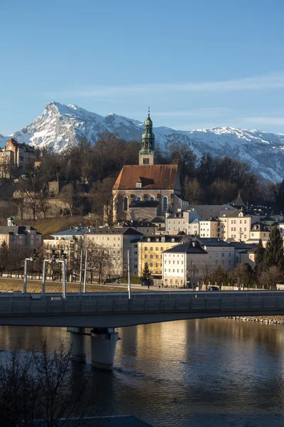 Church in Salzburg with the Alps, Austria, 2015 — Stock Photo, Image