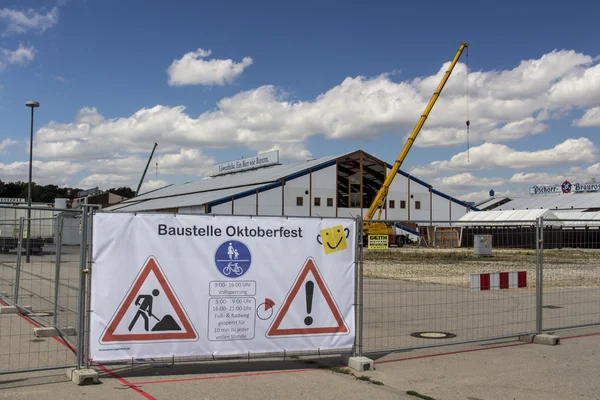 Buildup of the Oktoberfest tents at Theresienwiese in Munich, 2015