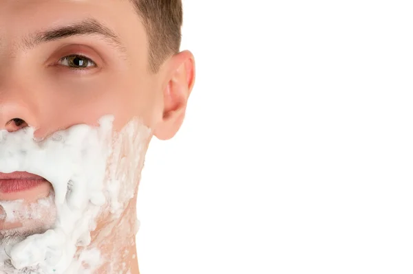 tıraş köpüğünde yüz erkeklerin yarısı