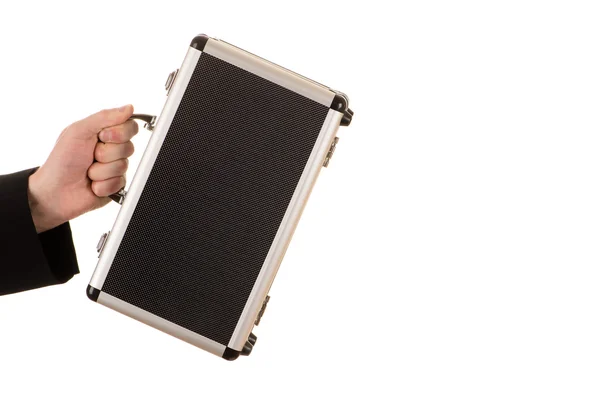 Adamın elini tutan bir metal kasa