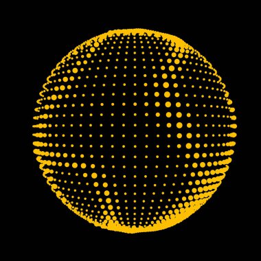 Soyut yarım ton dokulu küre. Çizgileri ve işaret fişeği olan bir disko topu. Elektrikli jet itici ateşlemesi. Yoğunlaşmış akıntıların etrafındaki dalgalar. Logo veya simgeler için vektör illüstrasyonu.