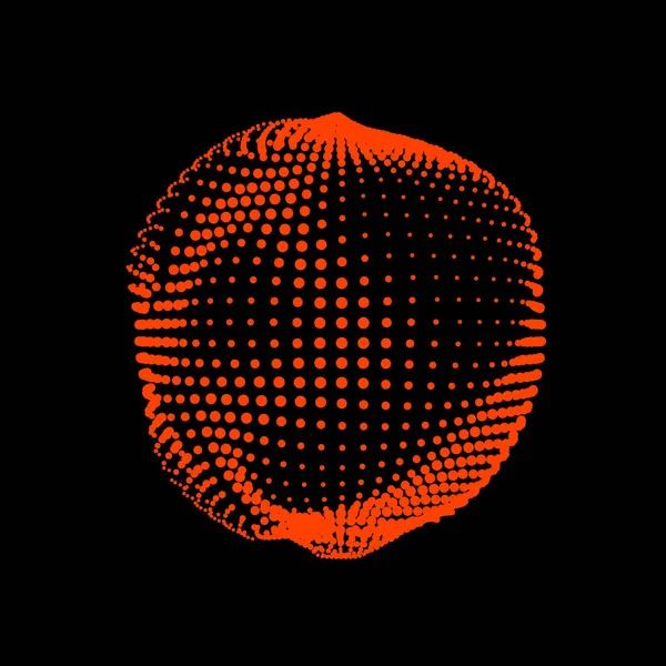 圆球由圆点组成的扭曲的通缩球体一个不稳定的非平衡球体 具有抽象光滑形变的闪光 特殊标志的矢量形状 — 图库矢量图片