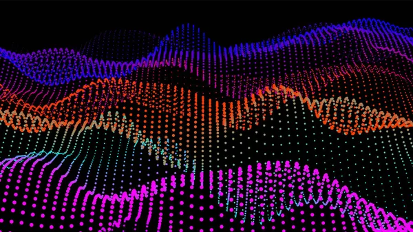 Abstrakte Digitale Landschaft Mit Fließenden Teilchen Cyber Oder Technologiehintergrund Vektorillustration — Stockvektor