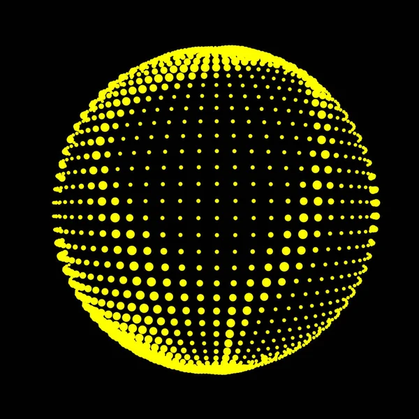 半色调纹理球体 迪斯科球与线和照明弹 电喷脉冲放电 包裹着密集流动的波涛 标识或图标的矢量插图 — 图库矢量图片