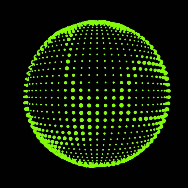 半色调纹理球体 迪斯科球与线和照明弹 电喷脉冲放电 包裹着密集流动的波涛 标识或图标的矢量插图 — 图库矢量图片