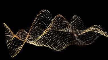 Düğümden ses dalgası. Altın arayüz büyük veri akışı. Alan kapağı şablonunu kopyala. Girdap yalıtılmış akış. Altın yalpala ve eksen boyunca dön. Siyah arkaplandaki düğümlerden alınan verilerin derecelendirilmesi