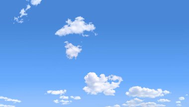 Ufkun ötesindeki sıra sıra bulutların perspektif görüntüsü. Ufka yaklaştıkça geri çekilen bulut küçülüyor. Bir afiş için ayrıntılı yumuşak bir arkaplan.