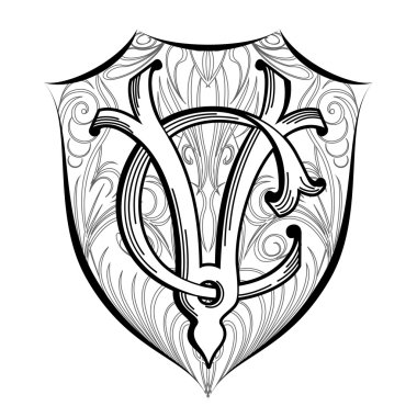 Monogramm harfler Vc üzerinden