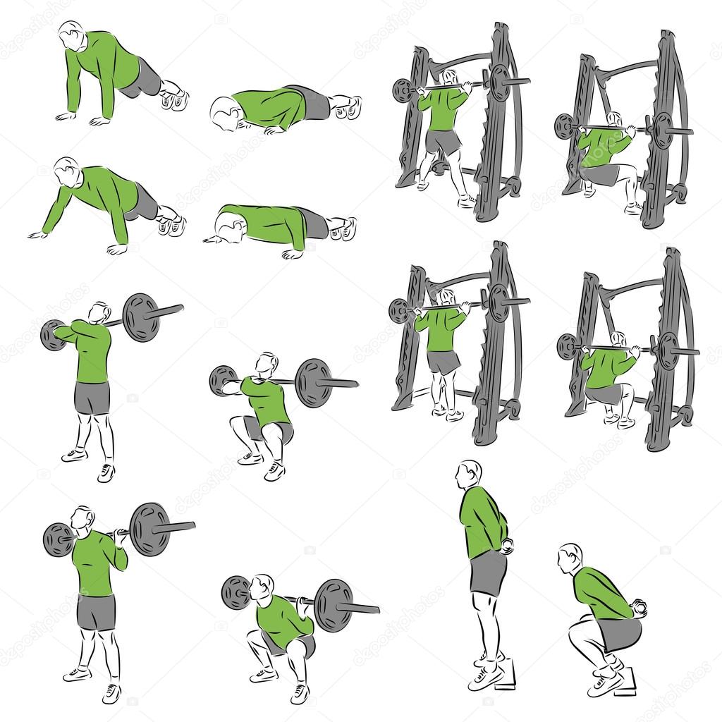 Set of systematic bodybuilding exercises