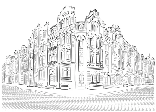 Sokak köşesinde detaylı eski binalar