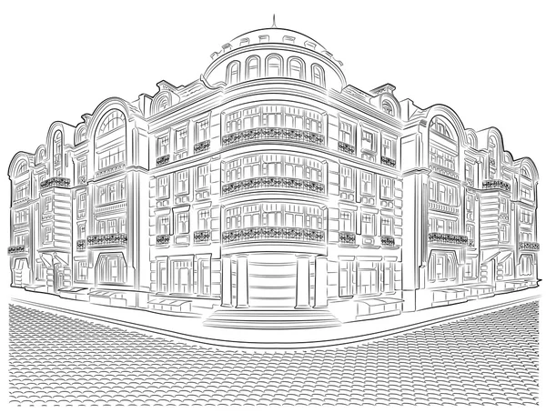Sokak köşesinde detaylı eski binalar