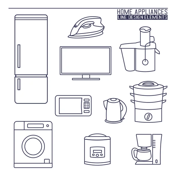 Home appliances. Line icons. — Stock Vector