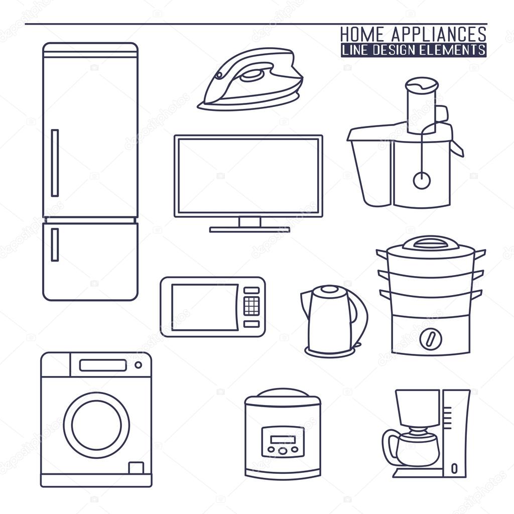 Home appliances. Line icons.