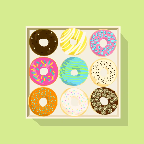 Donut icon set, Flat vector illustration — Stock Vector