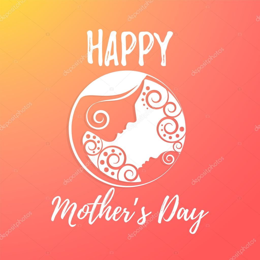 Card tamplate for happy mothers day. Mother and baby, cute background,
