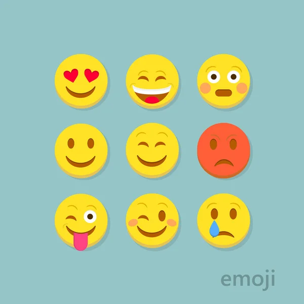 Ikony emoji płaski — Wektor stockowy
