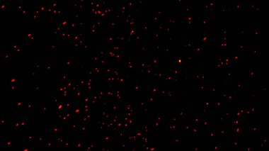 Parlak kıvılcımlar karanlık bir arka plana saçılmış, gece parlayan közler gibi. Her parçacık yumuşak turuncu-kırmızı bir tonda parlayarak hareket ve sıcaklık hissi yaratıyor. Uzayda yüzen ateş parçacıkları