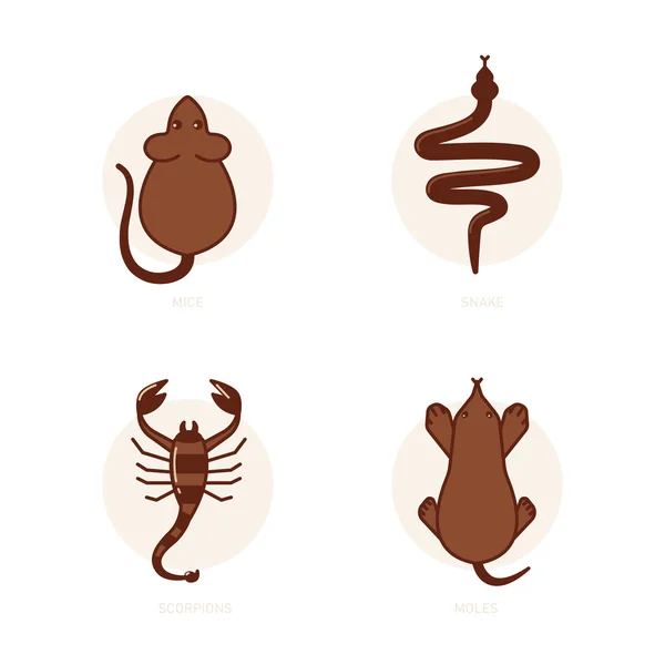 老鼠、 蛇、 蝎子、 鼹鼠 — 图库矢量图片