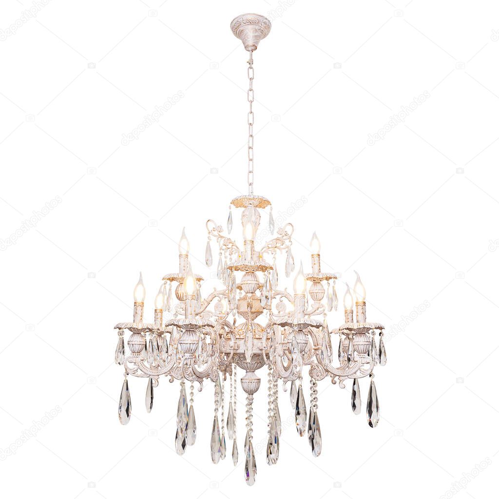 Chandelier in vintage style isolated on white background