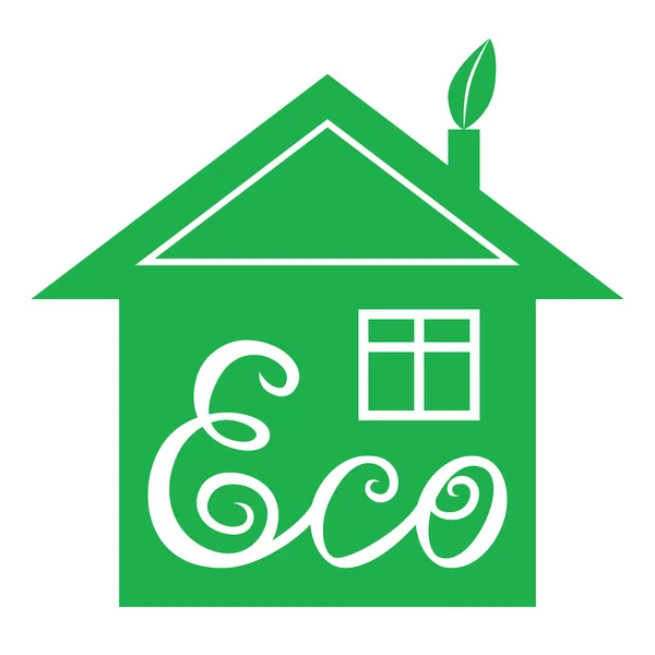 Eco green house with lettering — Stock Vector